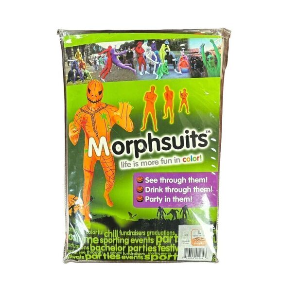 New Morphsuit Costume Size Large Bodysuit Pumpkin Halloween Scary Party Cosplay - Picture 7 of 7